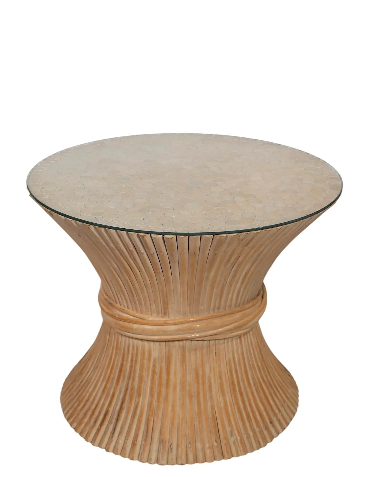 Hourglass Form Bamboo Side, End Table by McGuire - 2