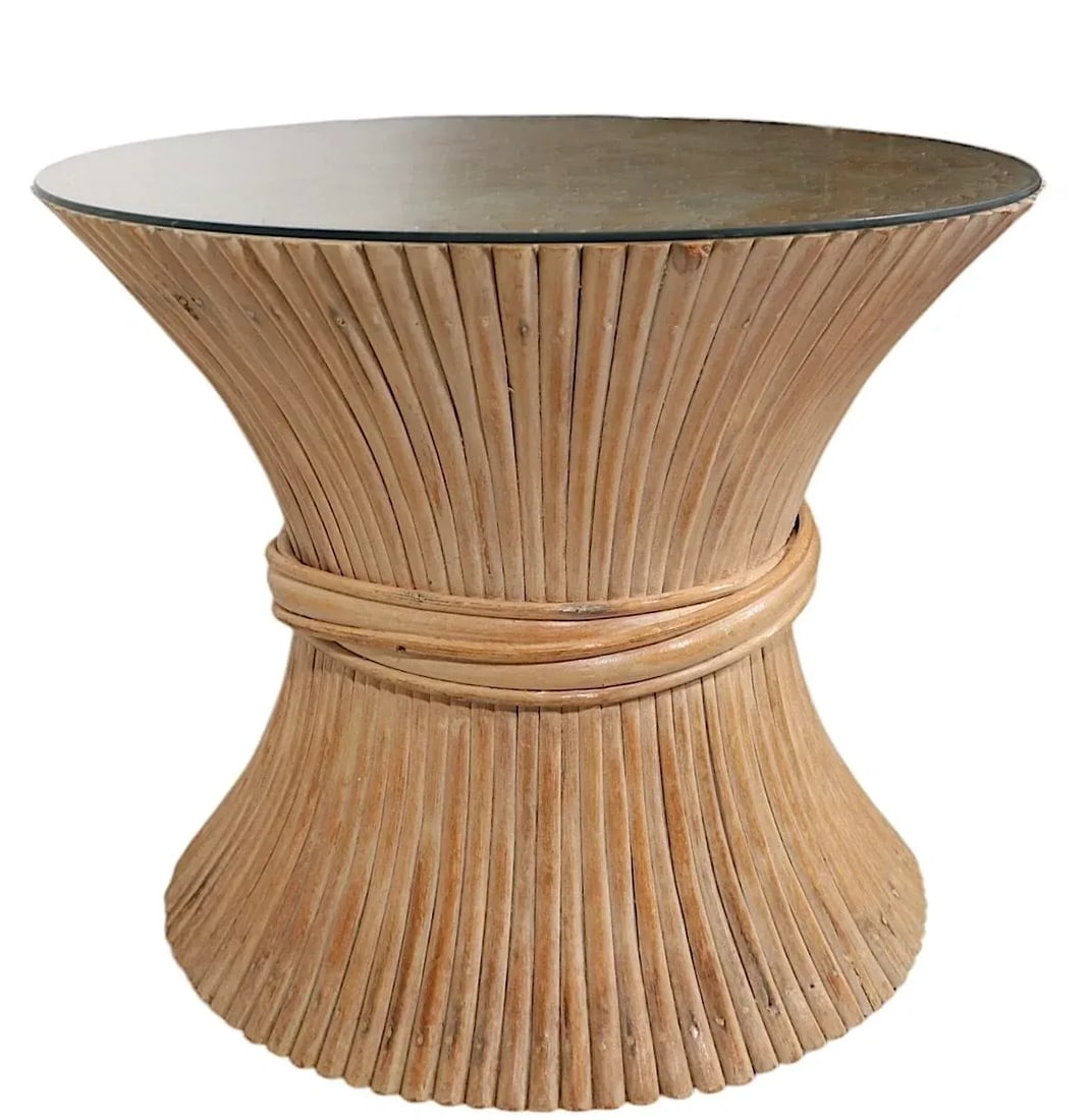 Hourglass Form Bamboo Side, End Table by McGuire - 3
