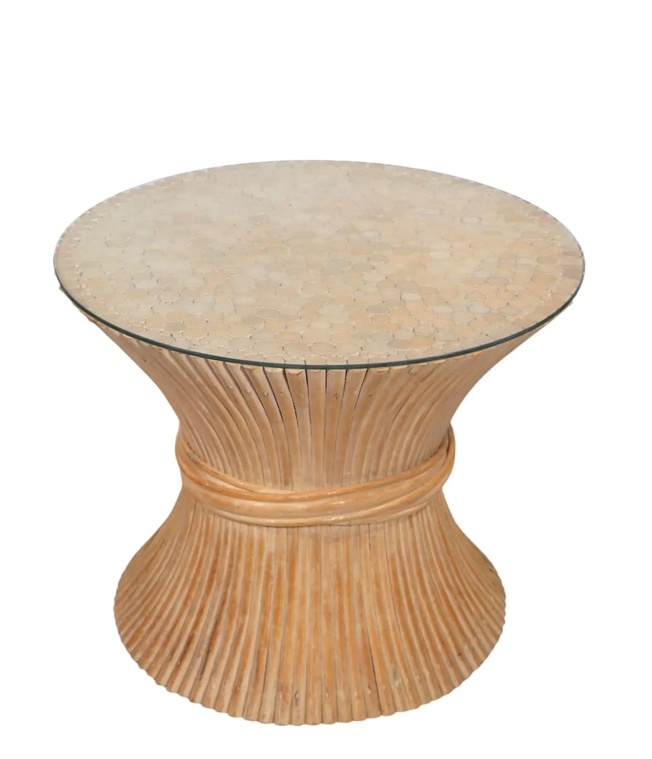 Hourglass Form Bamboo Side, End Table by McGuire - 4