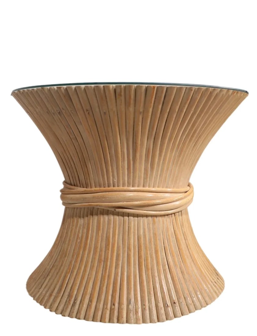 Hourglass Form Bamboo Side, End Table by McGuire - 5