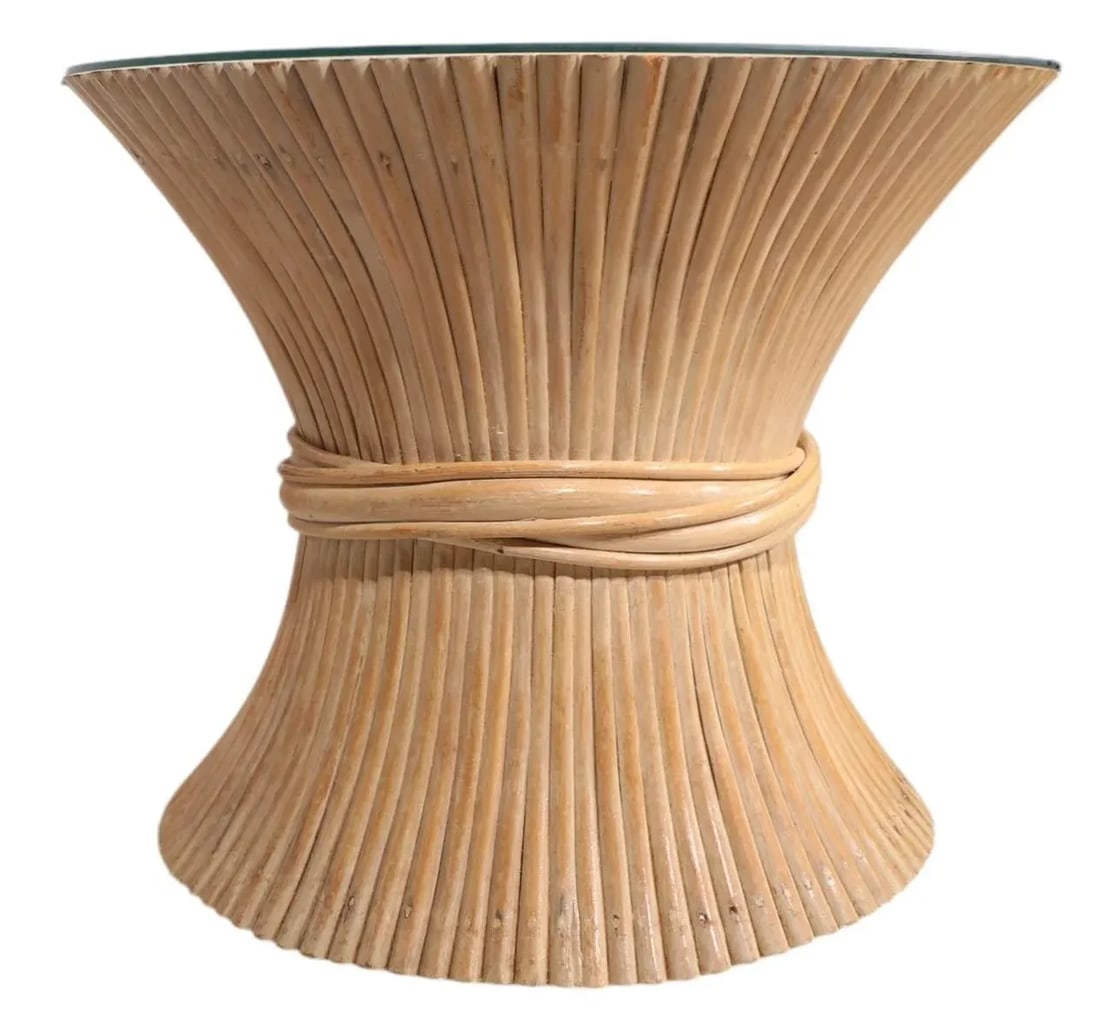 Hourglass Form Bamboo Side, End Table by McGuire - 8