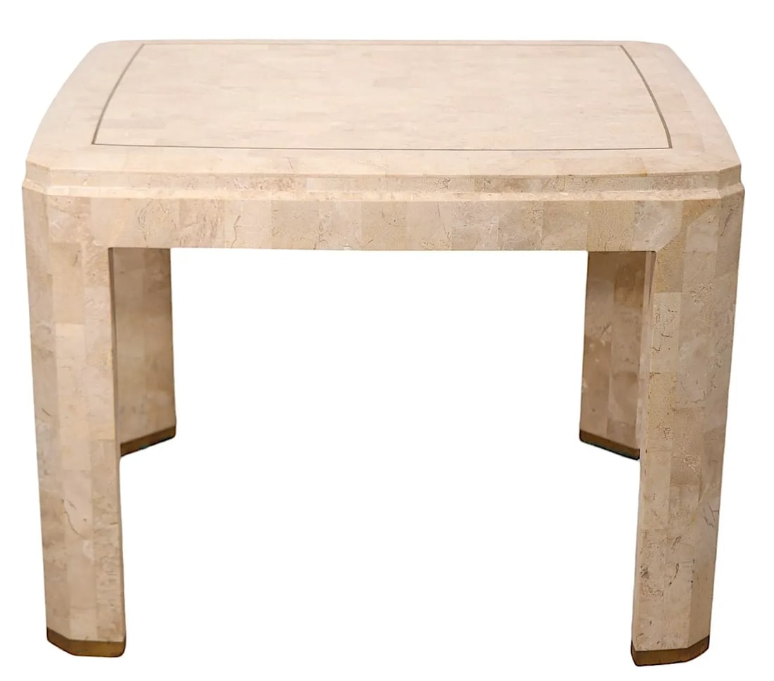 Tessellated Stone and Brass End Side Table by Maitland Smith C. 1984 - 11