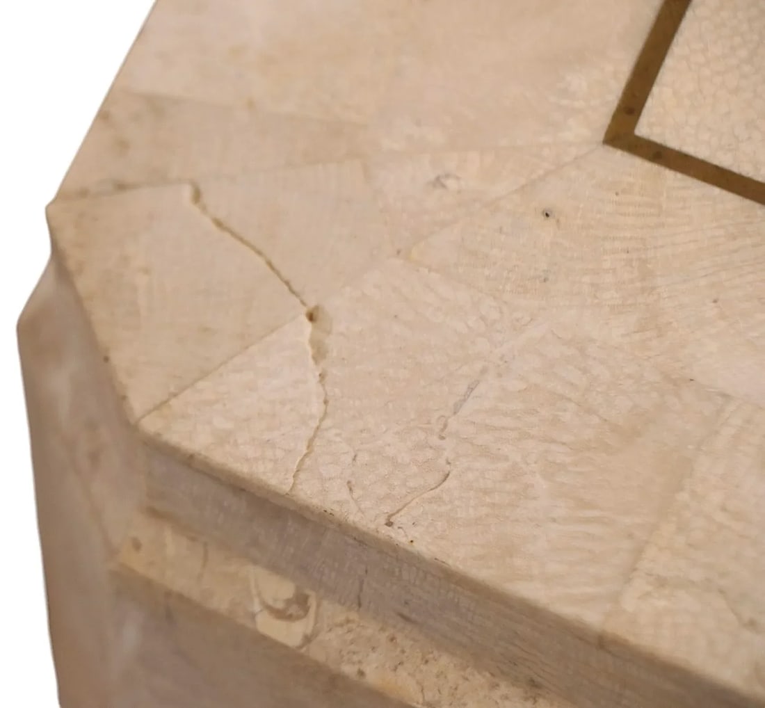 Tessellated Stone and Brass End Side Table by Maitland Smith C. 1984 - 6