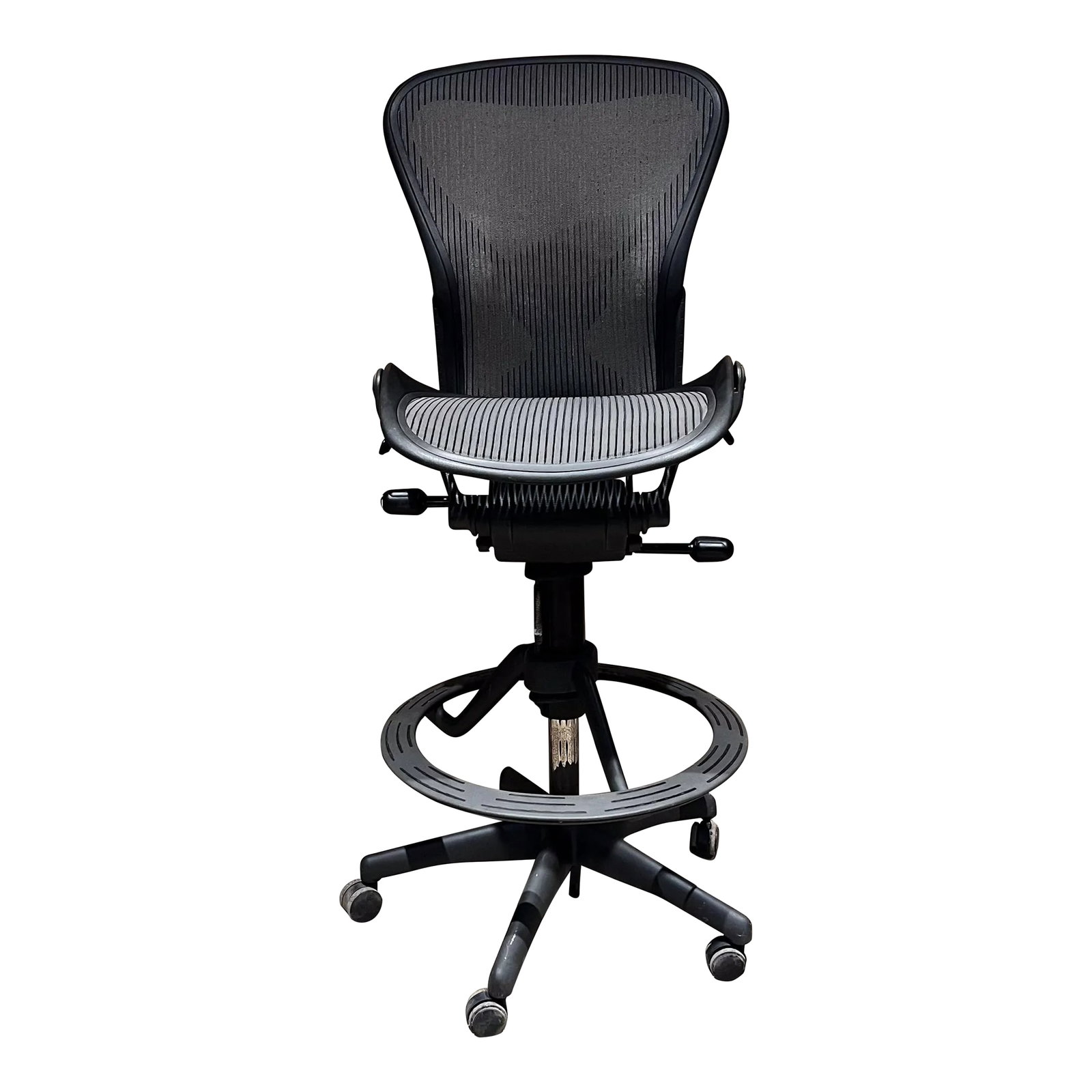 Vintage Herman Miller Aeron Classic Stool Armless Chair: AMBIANIC presents Classic Herman Miller Aeron Armless Chair Adjustable Stool Stool Black Mesh Adjustable No Arms Ergonomic with Wheels 52.25 h tallest 48 h at shortest x 23 d x 21.5 w size B Original