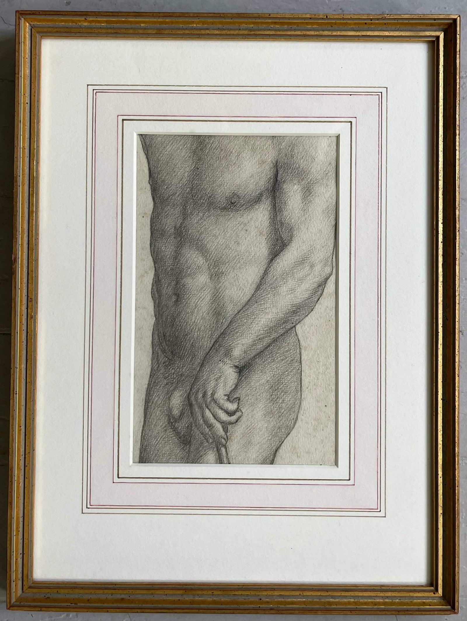 Sir Charles Holroyd (English 1861 - 1917) Antique 19th Century Pencil Drawing of a Nude Male Torso - 2