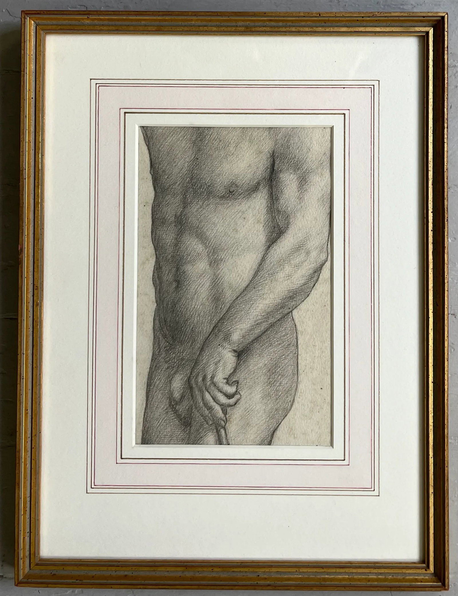 Sir Charles Holroyd (English 1861 - 1917) Antique 19th Century Pencil Drawing of a Nude Male Torso - 3