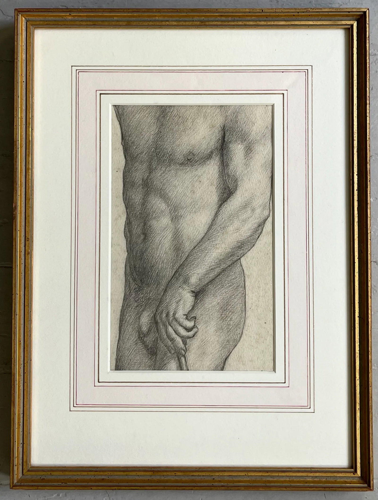 Sir Charles Holroyd (English 1861 - 1917) Antique 19th Century Pencil Drawing of a Nude Male Torso - 5