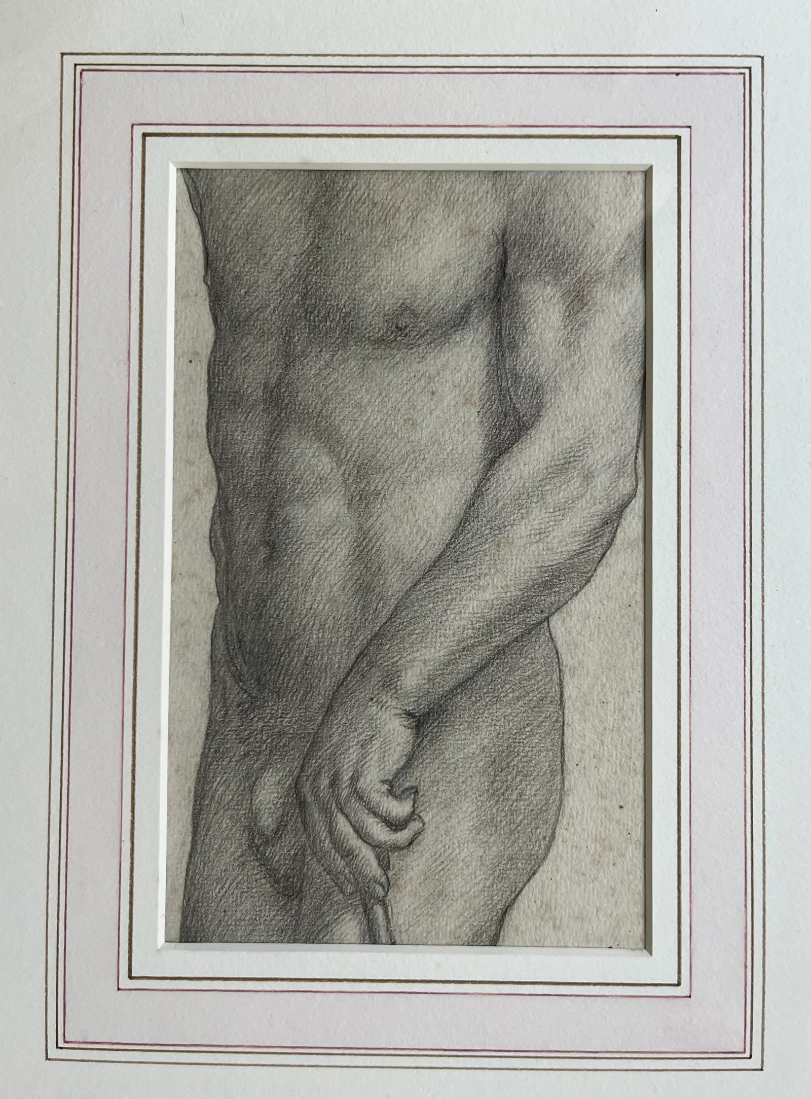Sir Charles Holroyd (English 1861 - 1917) Antique 19th Century Pencil Drawing of a Nude Male Torso - 6