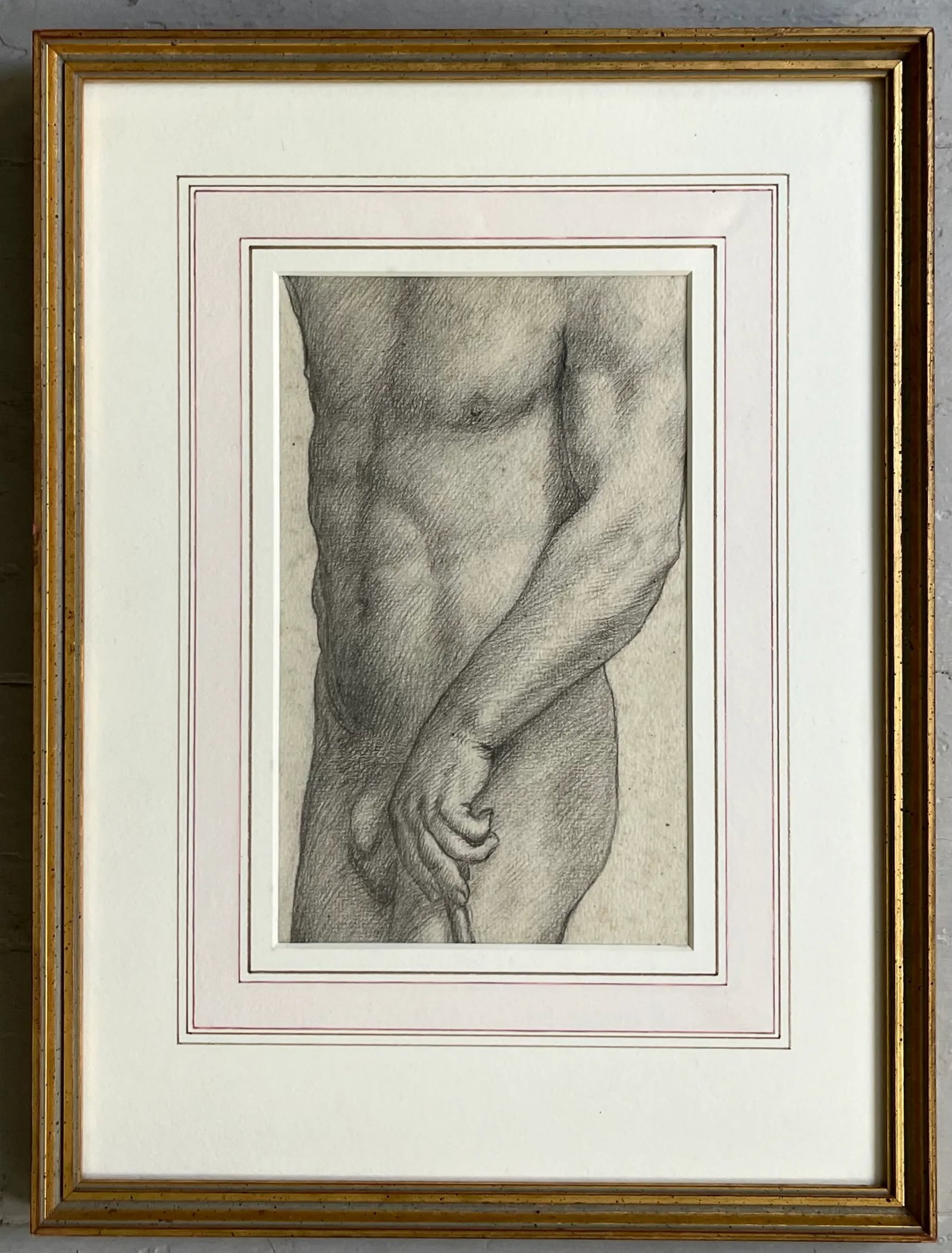 Sir Charles Holroyd (English 1861 - 1917) Antique 19th Century Pencil Drawing of a Nude Male Torso - 9