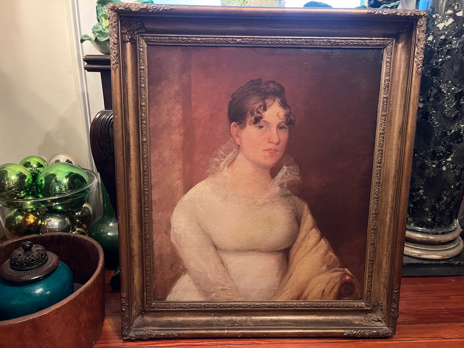 Antique Early 19th Century American Federal Oil Painting Portrait of a Woman - 10
