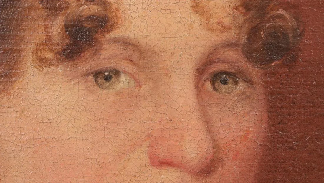 Antique Early 19th Century American Federal Oil Painting Portrait of a Woman - 2