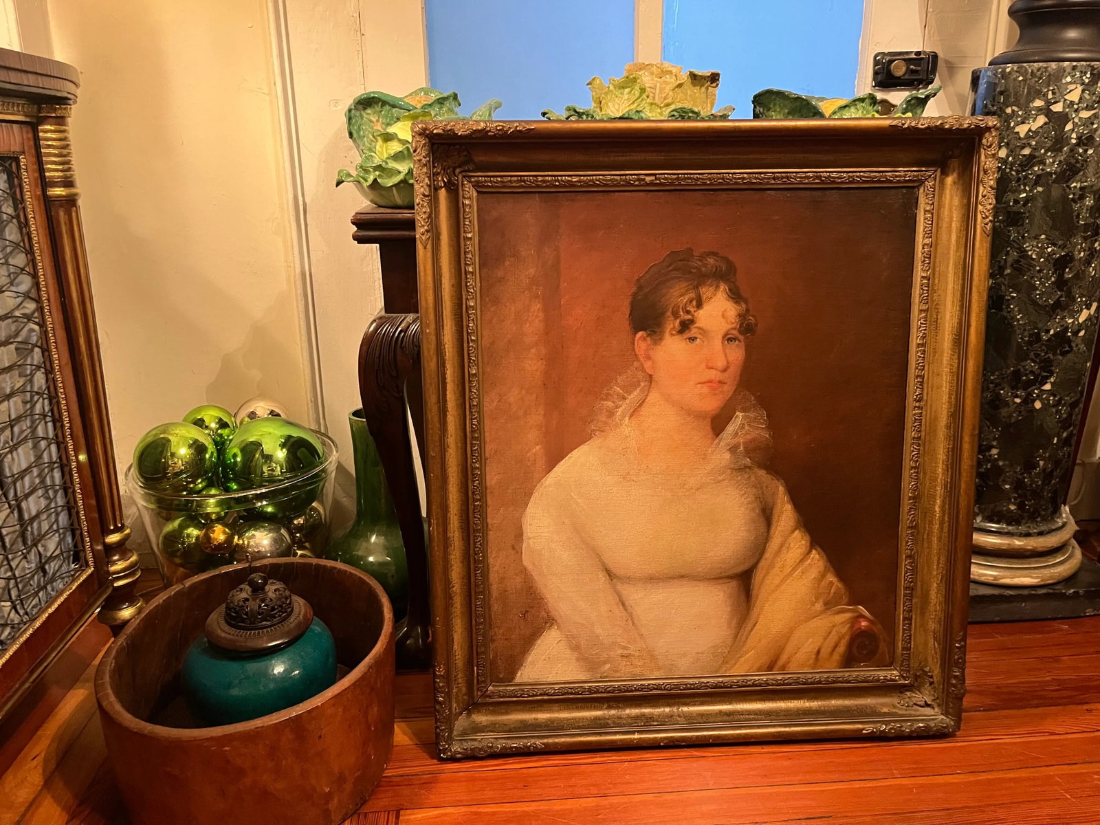 Antique Early 19th Century American Federal Oil Painting Portrait of a Woman - 8