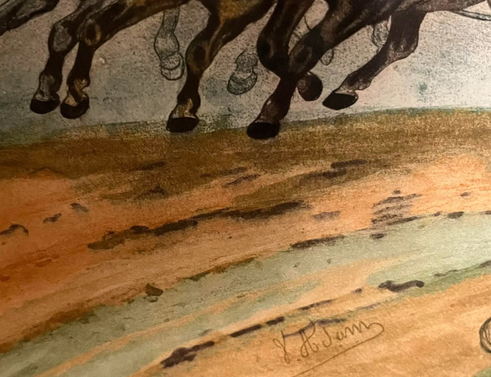 Vintage Framed Hand Colored Etching 'The Coach of Posts' by Victor-Jean Adams - 7