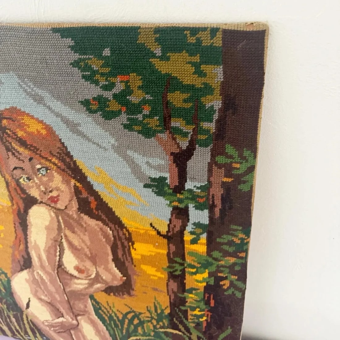 Royal Paris Needlepoint Printed Canvas of Nude Woman in the Wilderness - 4