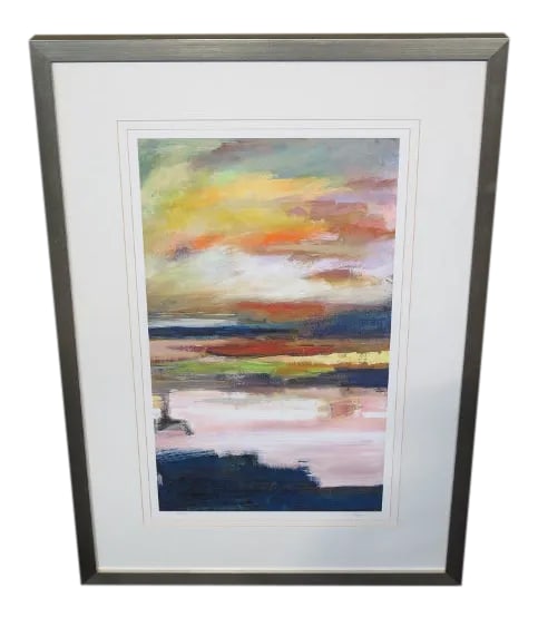 Abstract Horizon Framed Print by W. King Ambler: W. King Ambler Framed Print "Abstract Horizon". New floor model. Mid Century Modern Silver Decorated Frame Condition: Excellent Clean Original Finish & Condition Size: 26.5w x 38h Discontinued Item