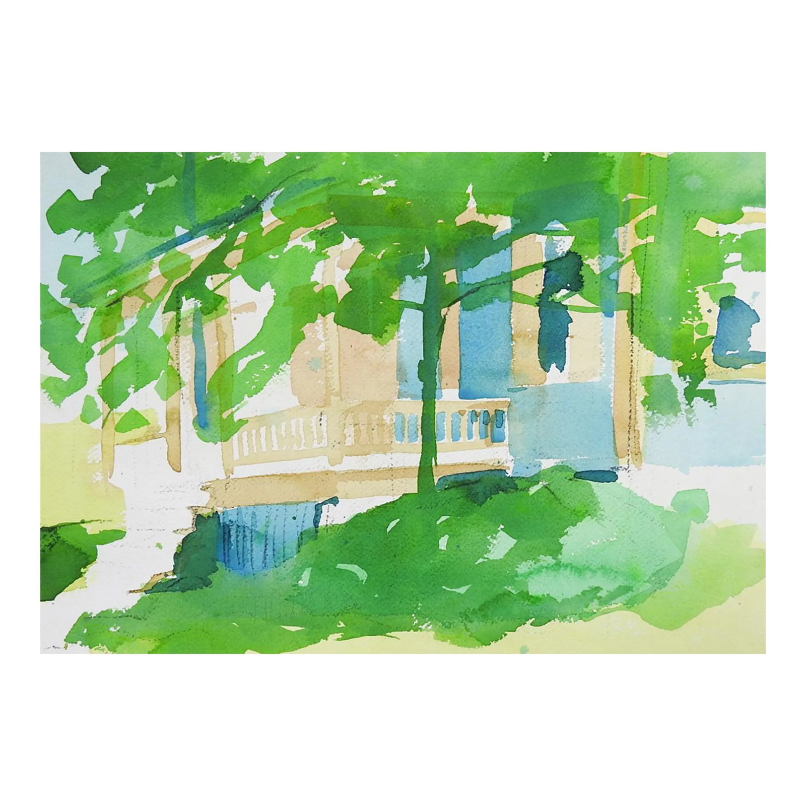 Late 20th Century Impressionist House and Landscape Watercolor Painting: Late 20th century watercolor on paper landscape and house painting studies. Double sided, pick you favorite. Unsigned. Unframed. Condition: Alterations: Original Condition Unaltered Imperfections: Som