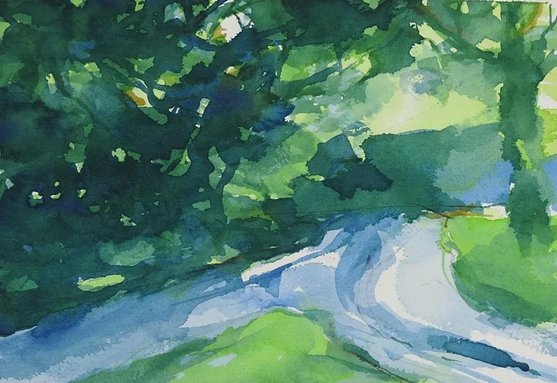 Late 20th Century Impressionist House and Landscape Watercolor Painting - 2