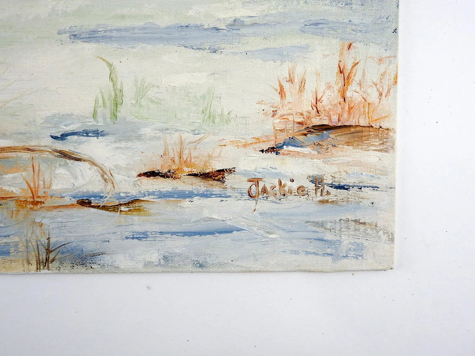 Mid 20th Century Winter Lake Painting - 2