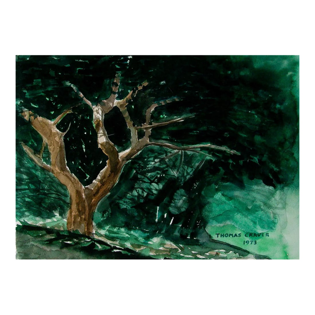 Vintage Dark Mysterious Forest Watercolor Painting (1 of 2)