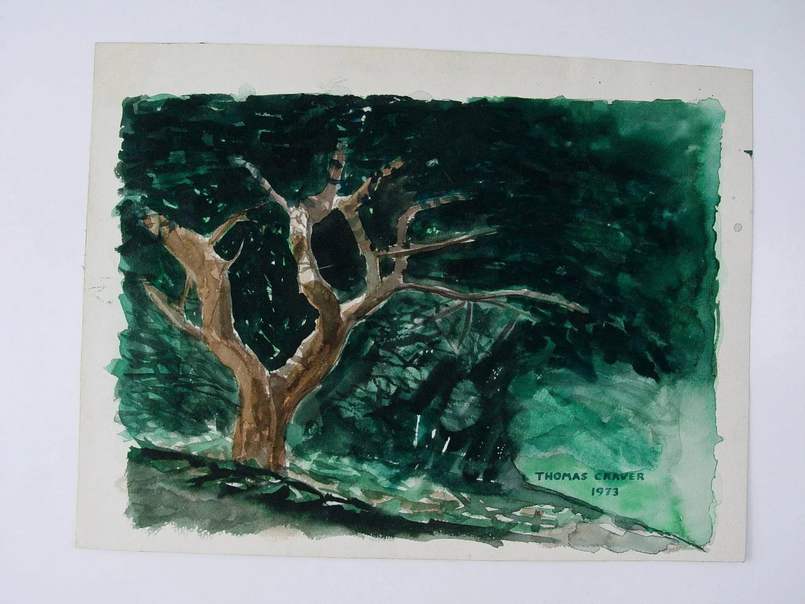 Vintage Dark Mysterious Forest Watercolor Painting - 2
