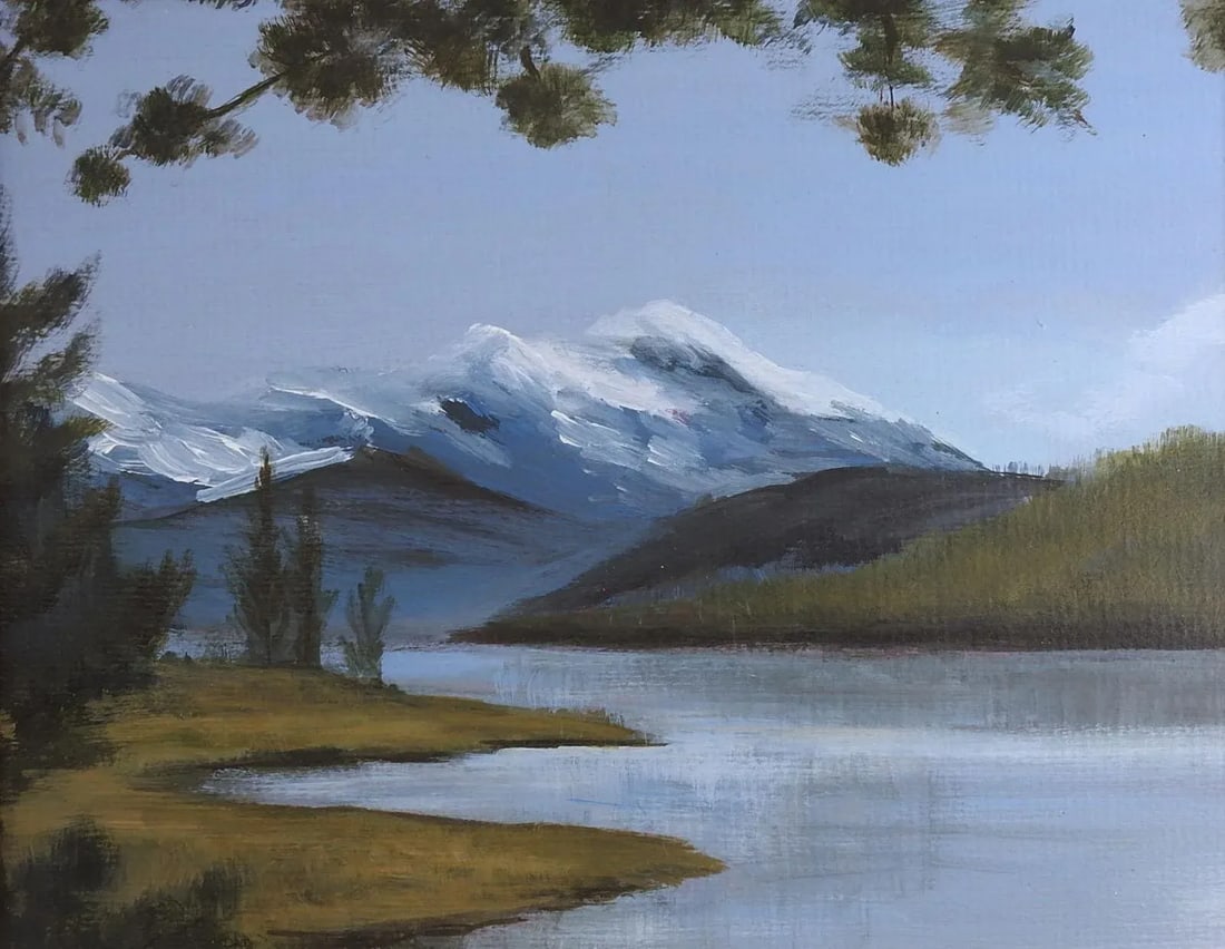 Mid 20th Century Mountain Lake Landscape Painting - 3