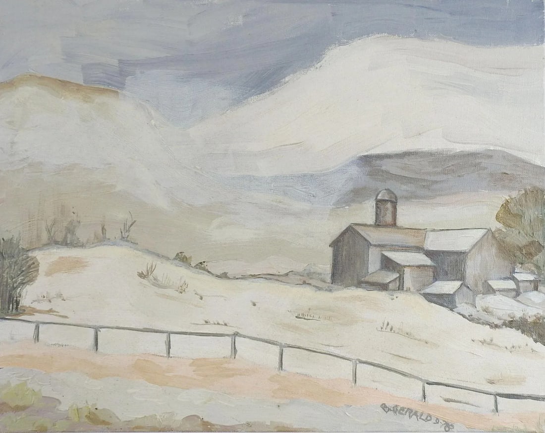 Gray Tonalist Farmhouse Landscape Painting - 4