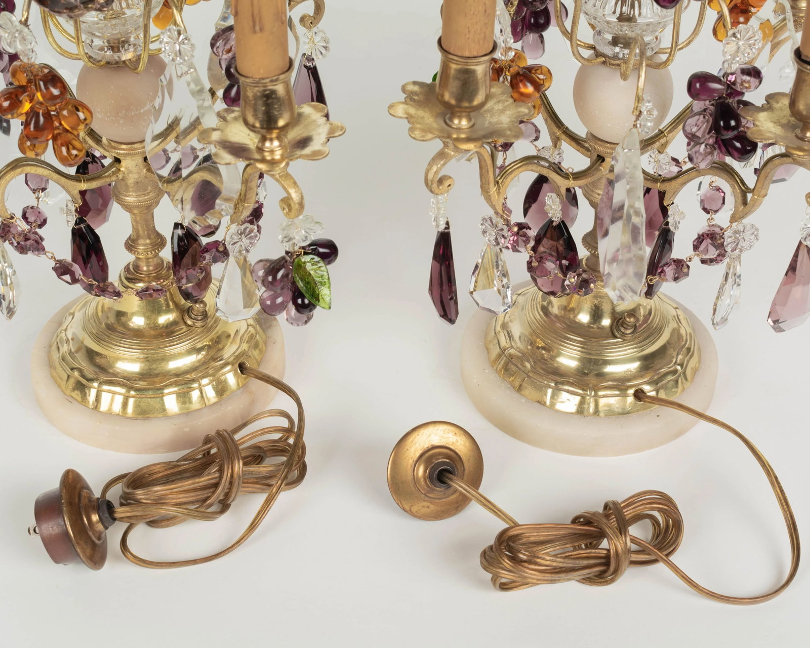 Pair of French Crystal Girandoles With Grape Clusters - 7