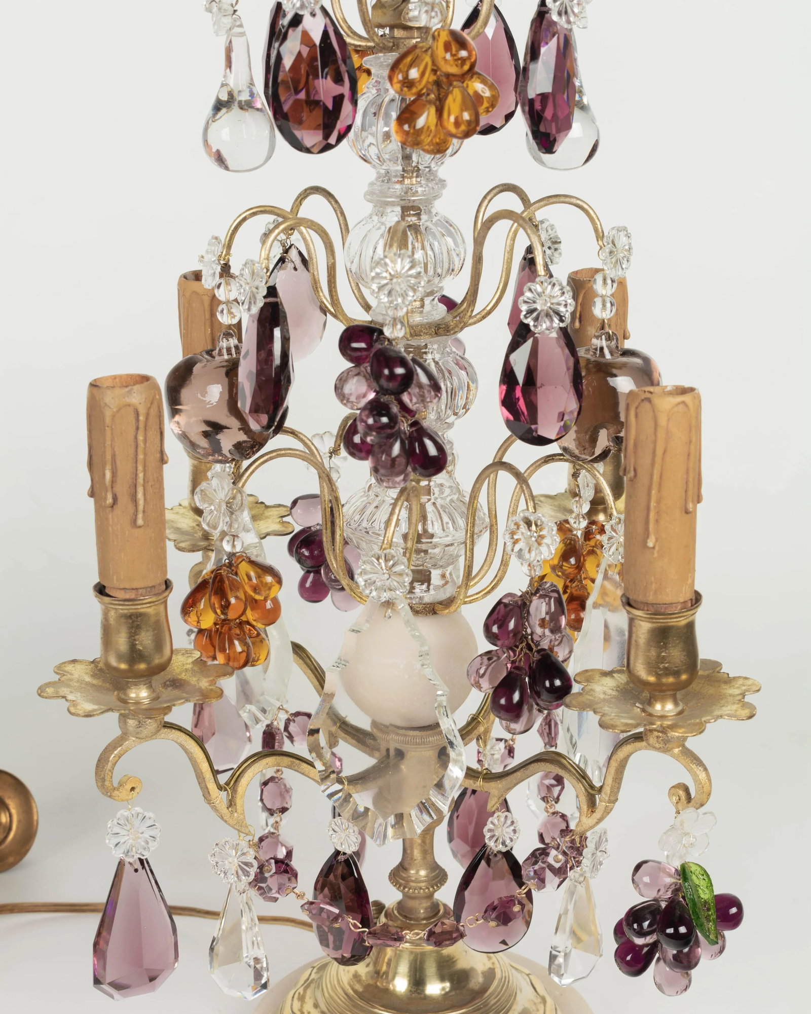 Pair of French Crystal Girandoles With Grape Clusters - 8