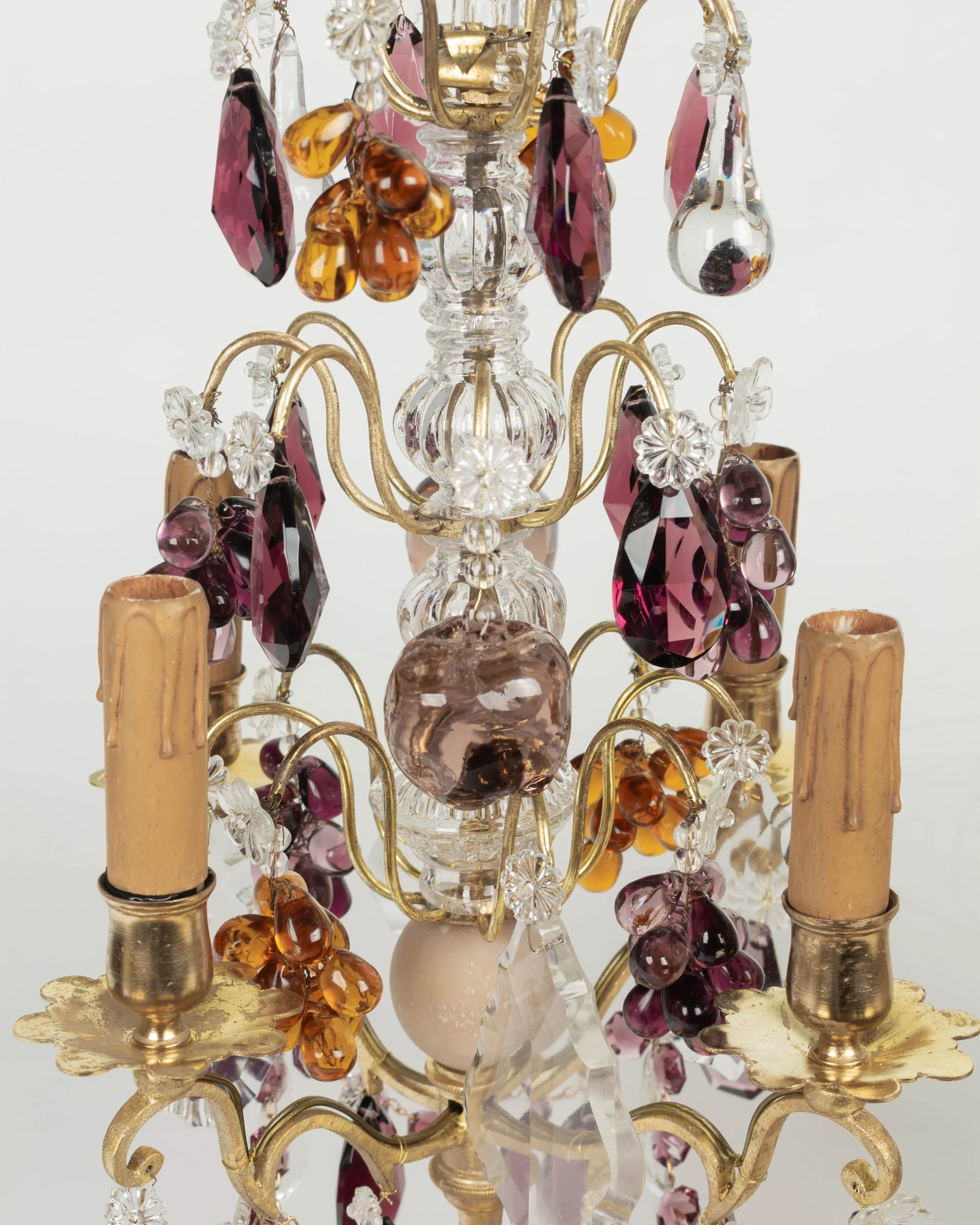 Pair of French Crystal Girandoles With Grape Clusters - 9