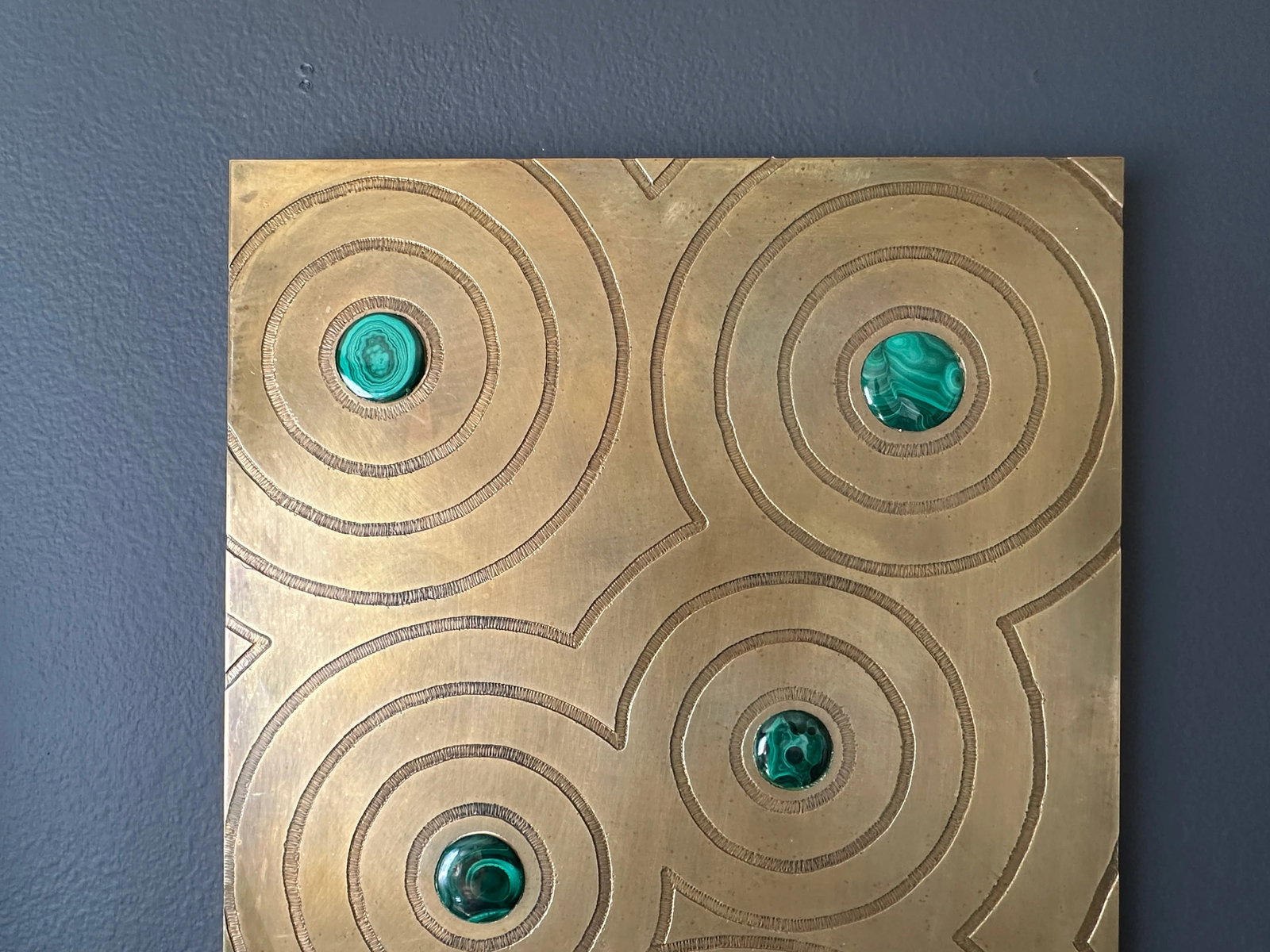 Engraved Brass and Malachite Wall Sculpture - 4