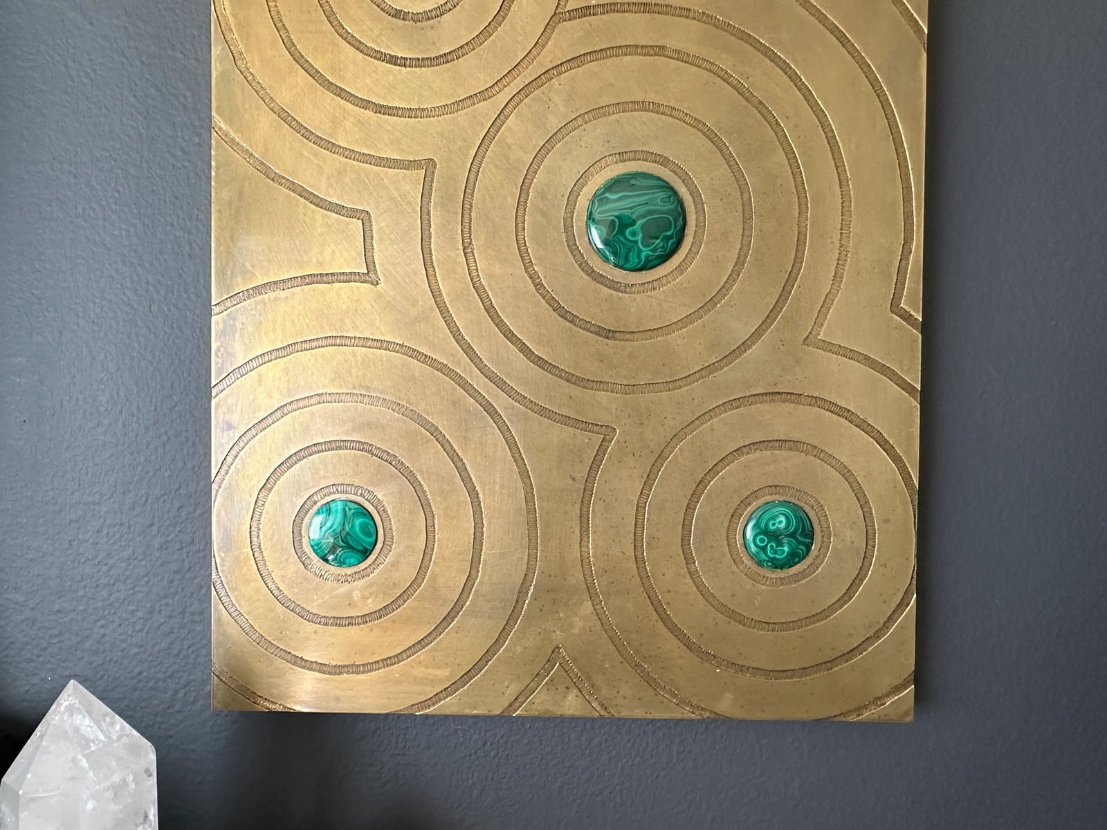 Engraved Brass and Malachite Wall Sculpture - 5