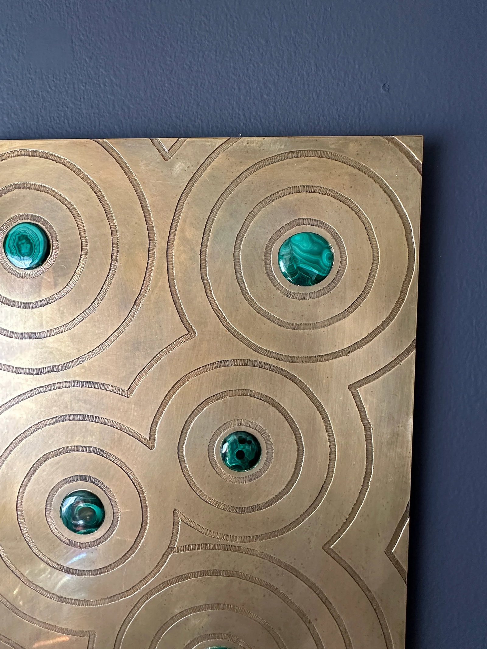Engraved Brass and Malachite Wall Sculpture - 6