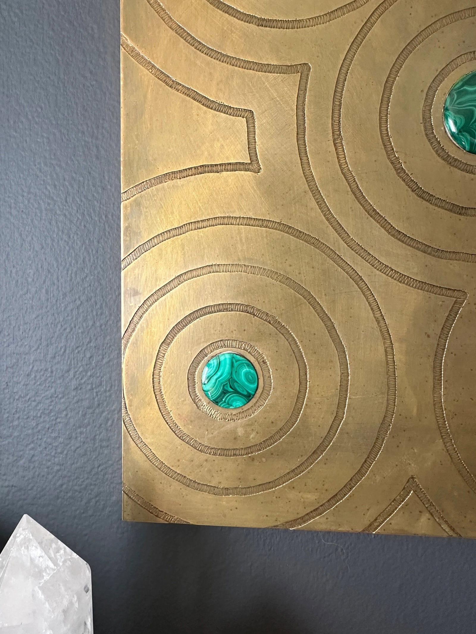 Engraved Brass and Malachite Wall Sculpture - 7