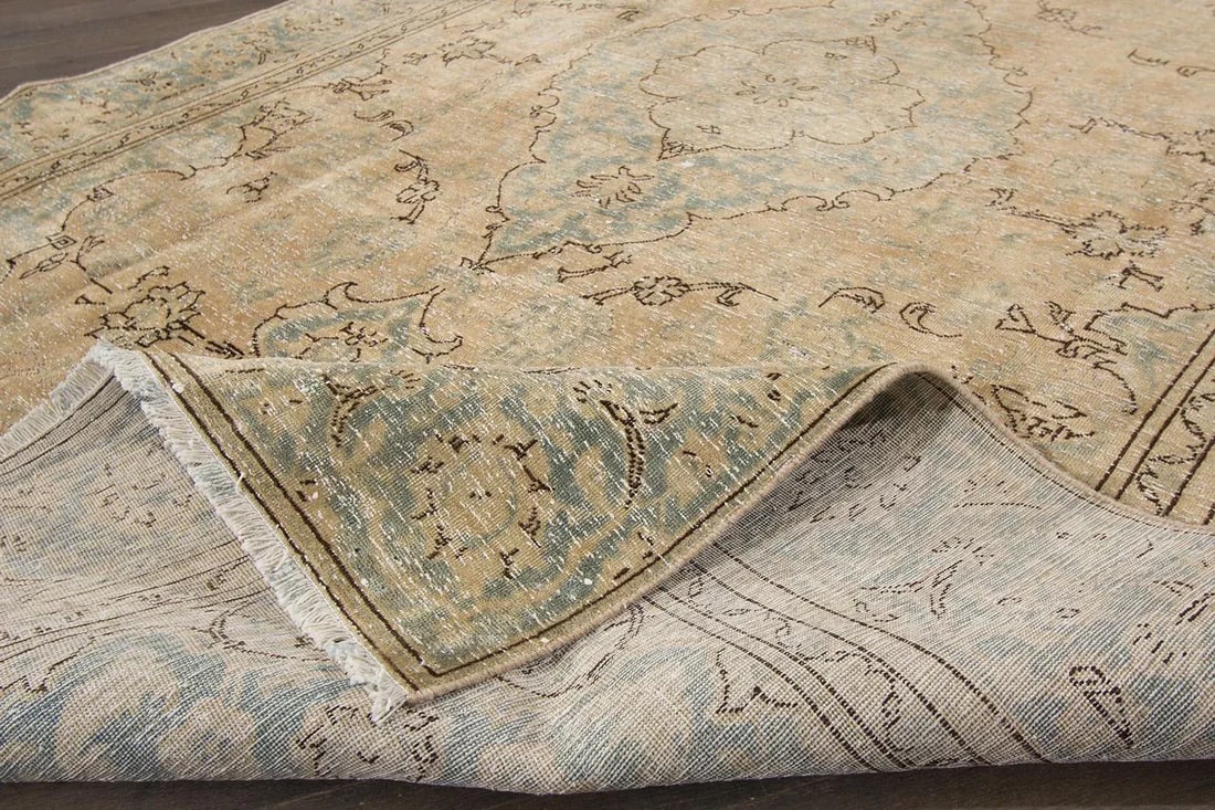 Vintage Distressed Persian Tabriz Rug - 2