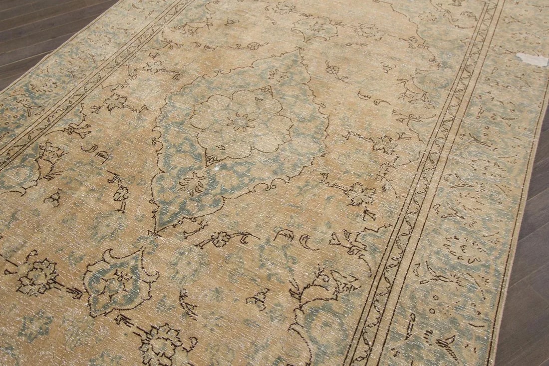 Vintage Distressed Persian Tabriz Rug - 3