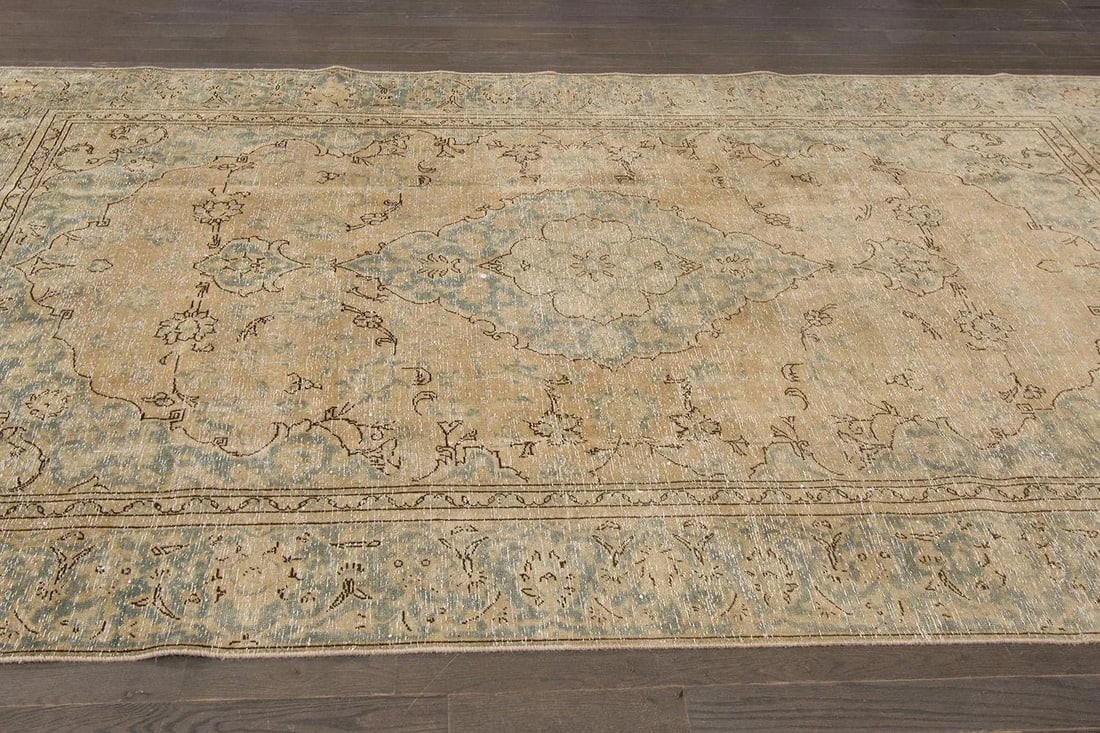 Vintage Distressed Persian Tabriz Rug - 4