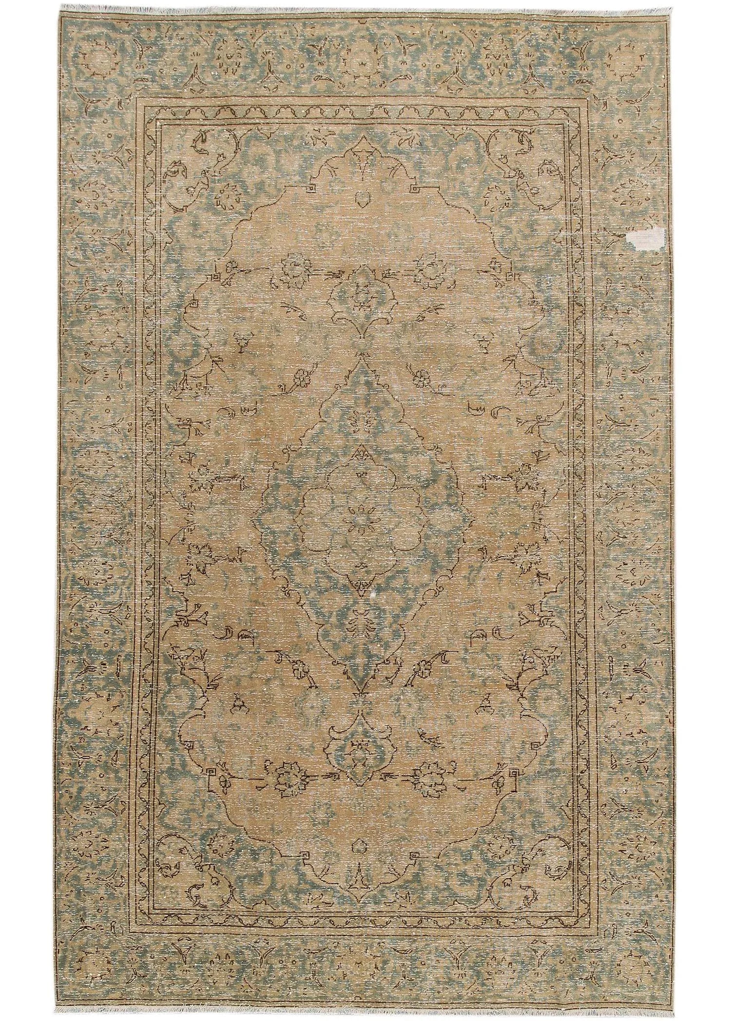 Vintage Distressed Persian Tabriz Rug - 6