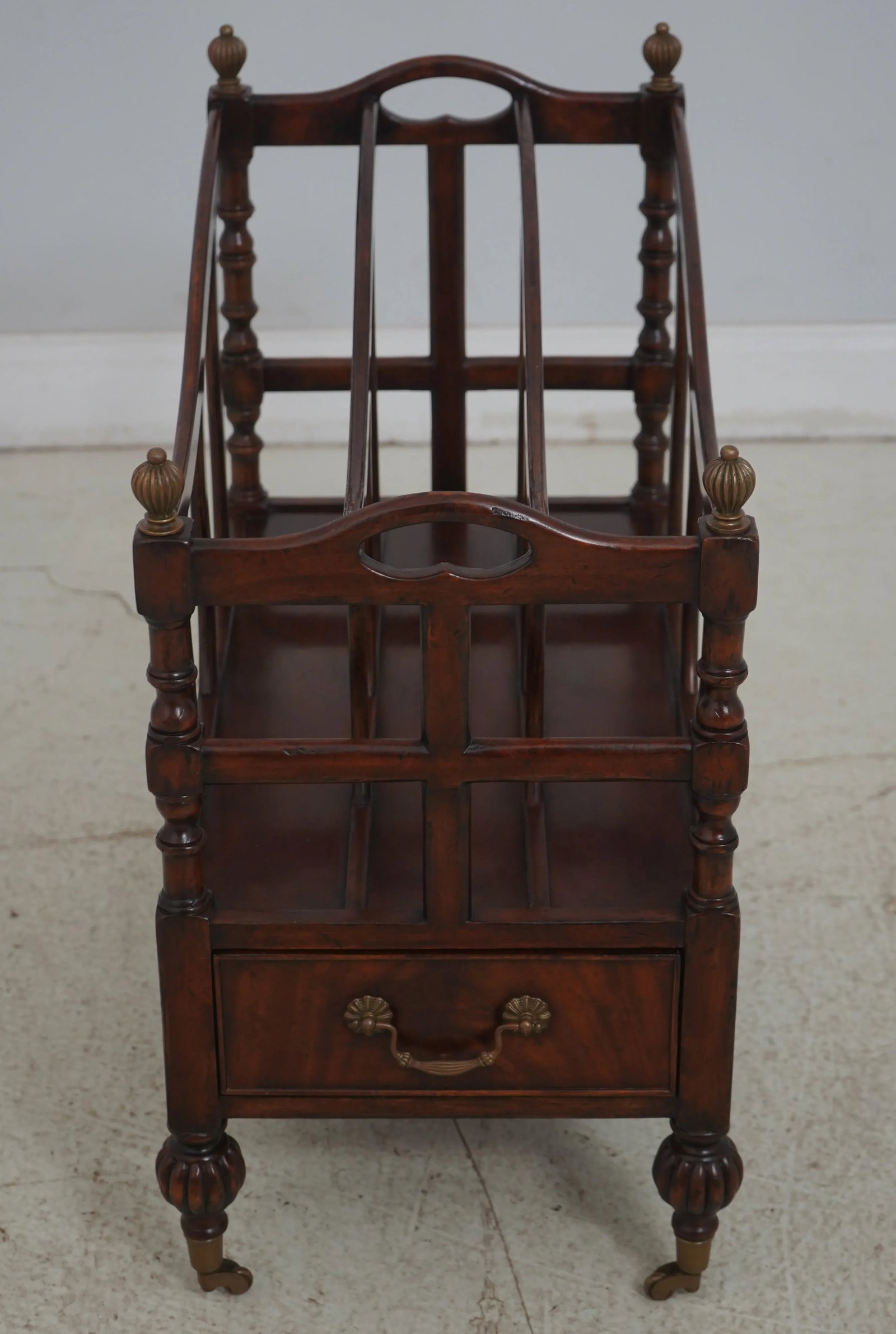 Jonathan Charles 1 Drawer Mahogany Canterbury Magazine Rack - 9