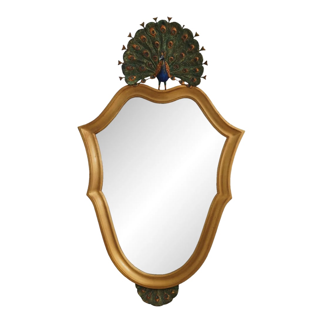 Carvers Guild Gold Frame Peacock Decorator Mirror: Age: Approx: 20 Years Old Details: Stunning Designer Mirror Quality Construction Colorful Detailed Peacock Top Nice Gold Gilt Finish Offered @ Fraction Original Cost Condition: Excellent Original