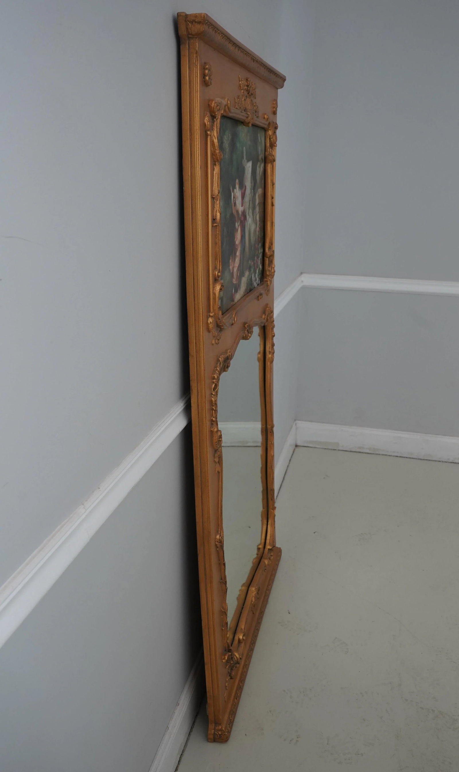 French Louis XV Trumeau Style Gold Mirror - 2