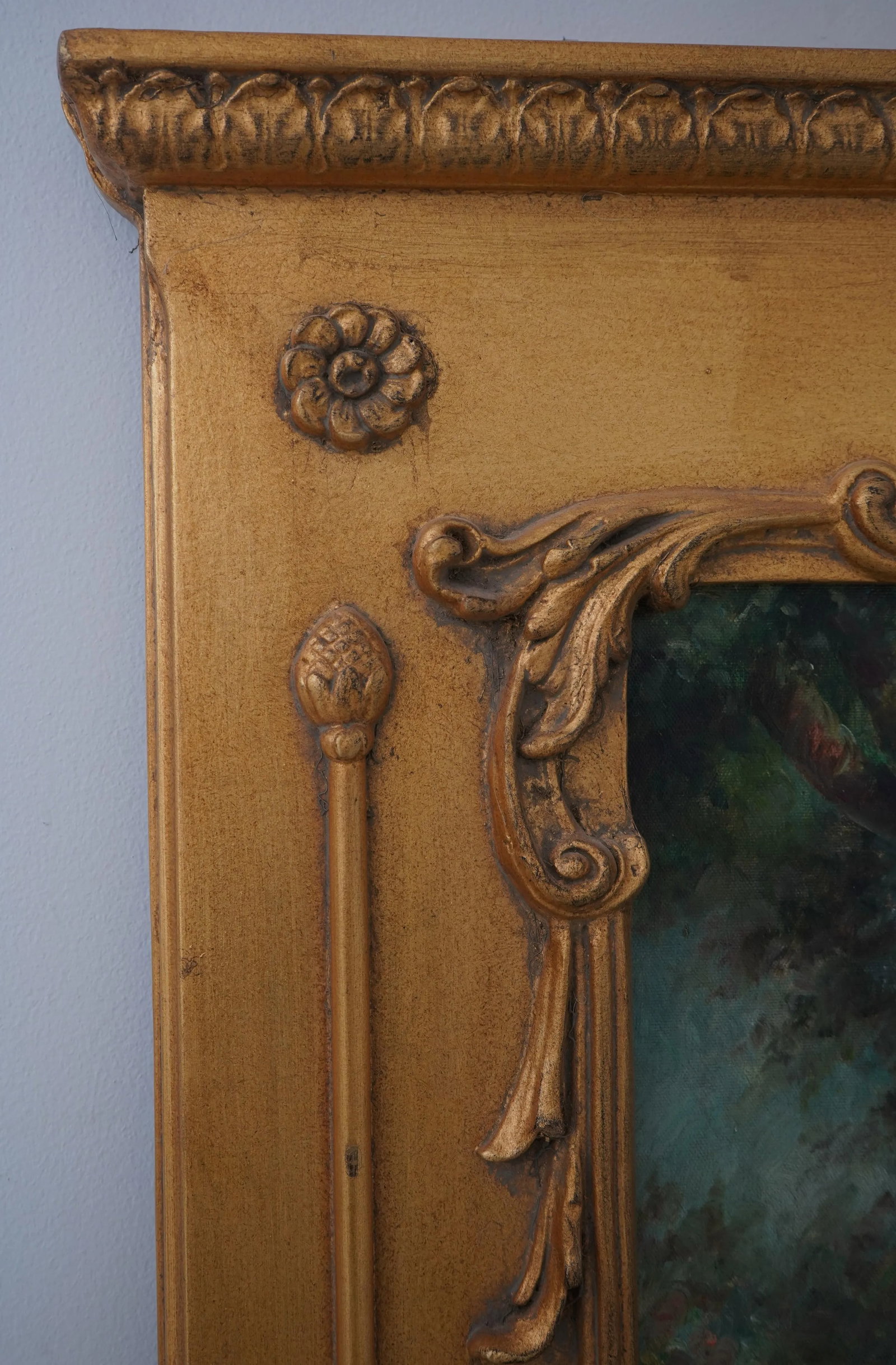 French Louis XV Trumeau Style Gold Mirror - 8