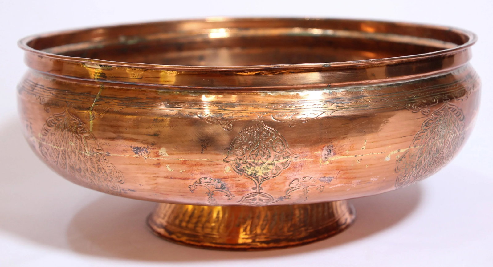 19th Century Middle Eastern Footed Tinned Copper Qajar Bowl - 10