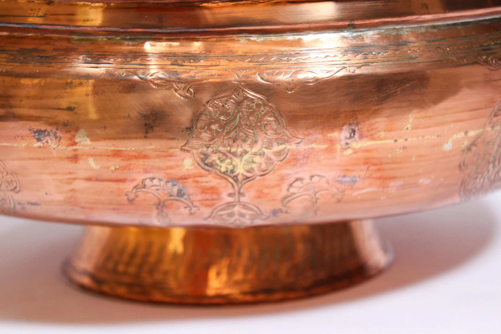 19th Century Middle Eastern Footed Tinned Copper Qajar Bowl - 11
