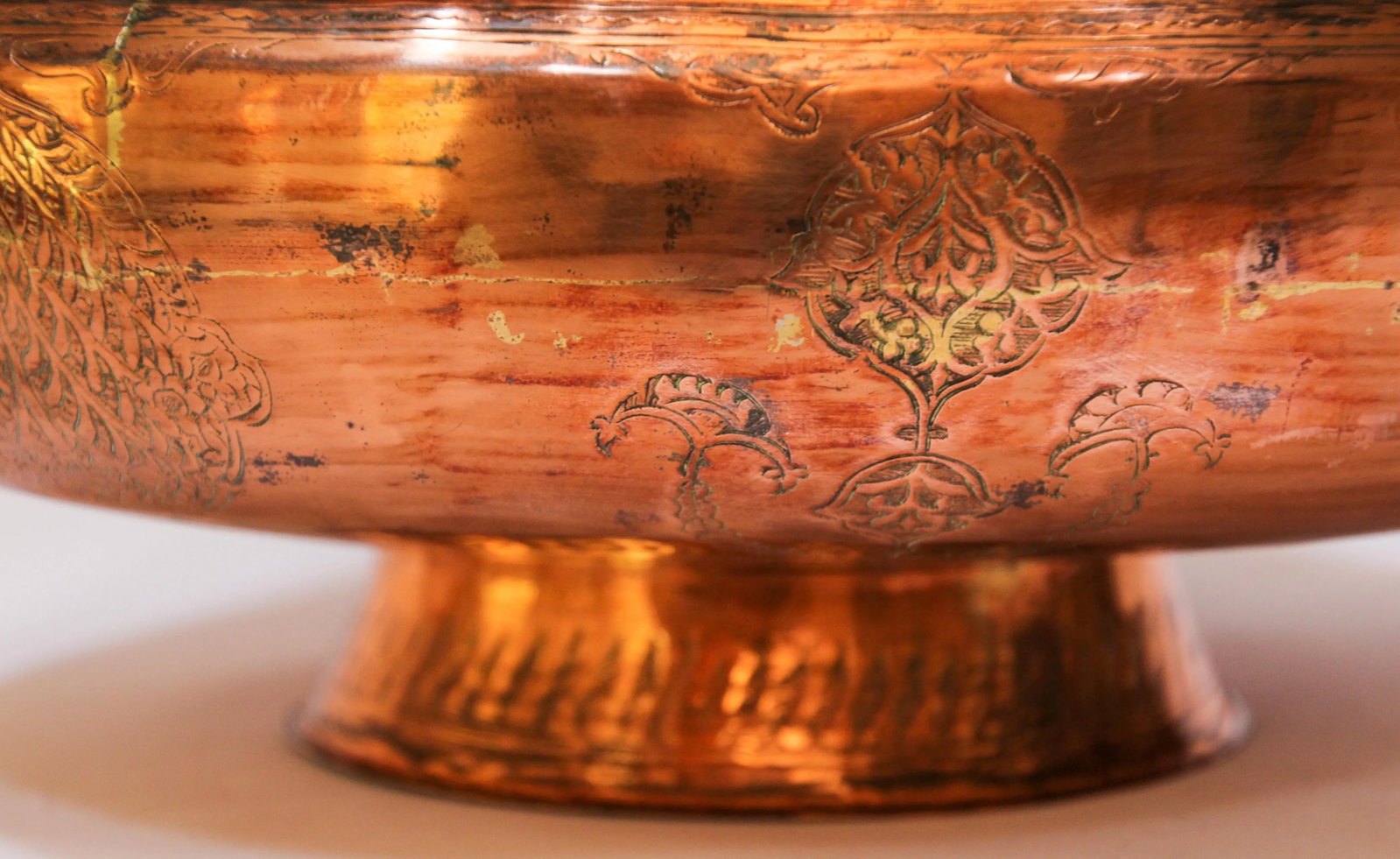 19th Century Middle Eastern Footed Tinned Copper Qajar Bowl - 12