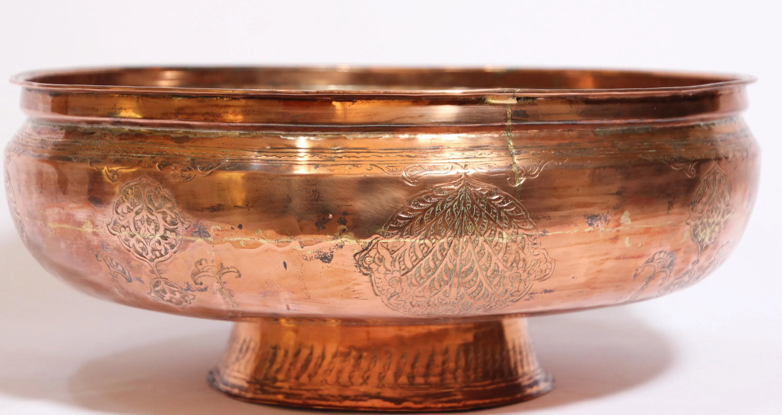 19th Century Middle Eastern Footed Tinned Copper Qajar Bowl - 2