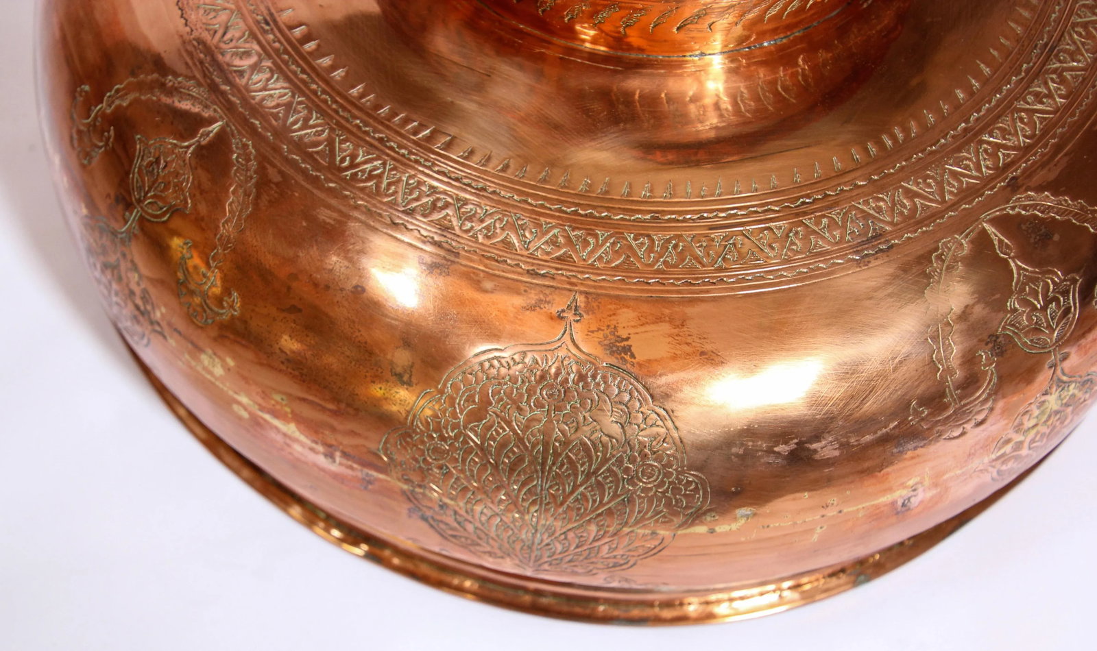 19th Century Middle Eastern Footed Tinned Copper Qajar Bowl - 5