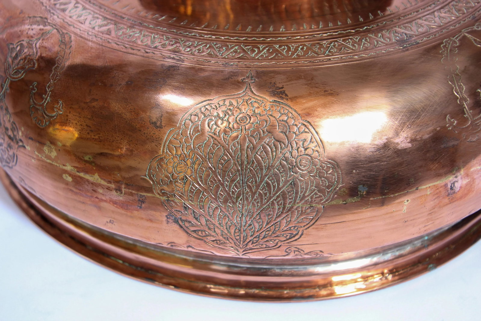 19th Century Middle Eastern Footed Tinned Copper Qajar Bowl - 6