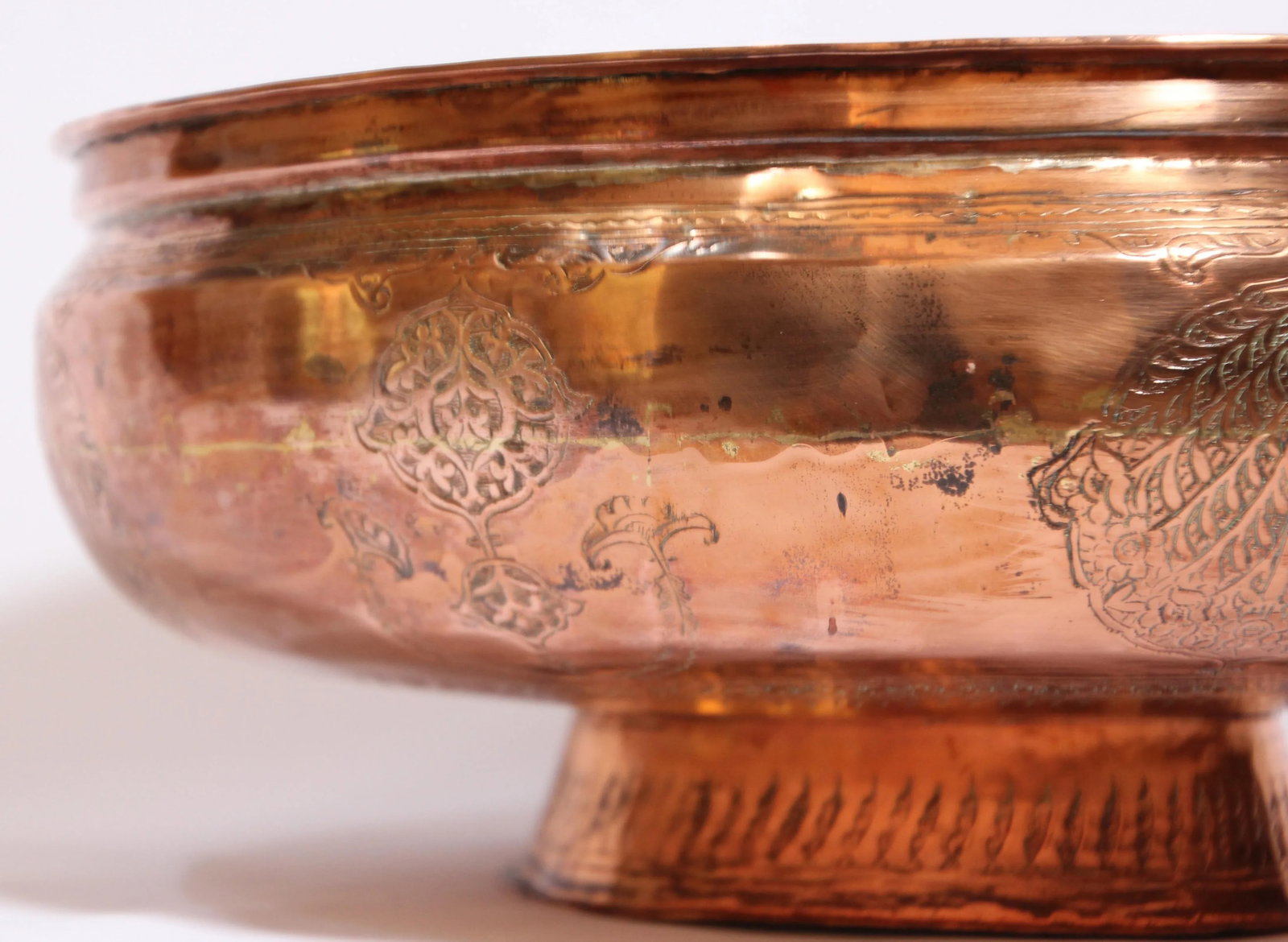 19th Century Middle Eastern Footed Tinned Copper Qajar Bowl - 7