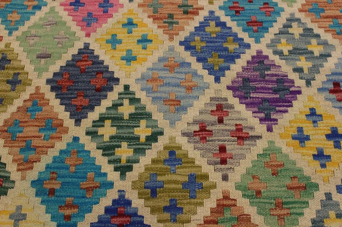 Abstract Tribal Hand-Woven Kilim Wool Rug -5'5'' * 6'7'' - 4