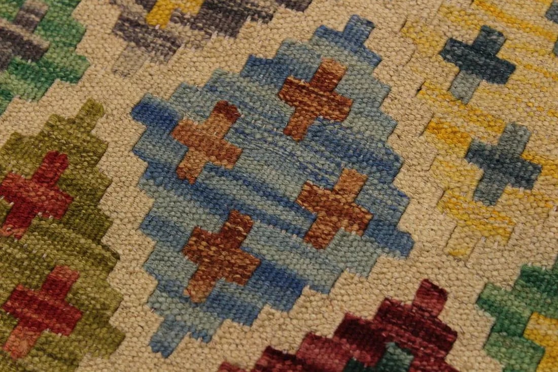 Abstract Tribal Hand-Woven Kilim Wool Rug -5'5'' * 6'7'' - 6